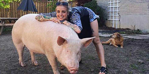 Phoebe Dykstra and Esther, the Pig