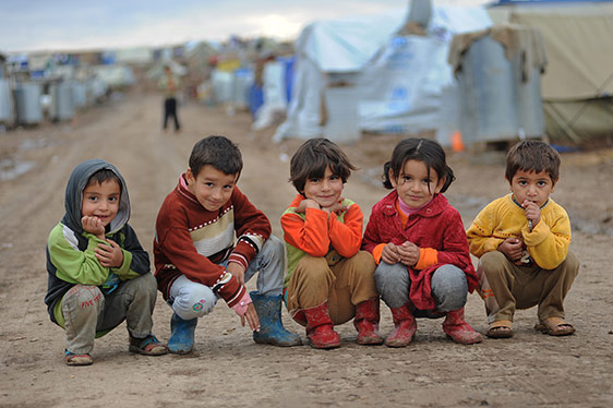 Refugee children at camp Fantassút / Rain on the Borders