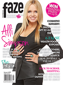 Alli Simpson on cover of Faze Magazine